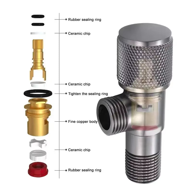 Premium chrome Angle Valve with knurled control and threaded side outlet for bathroom and sanitary plumbing