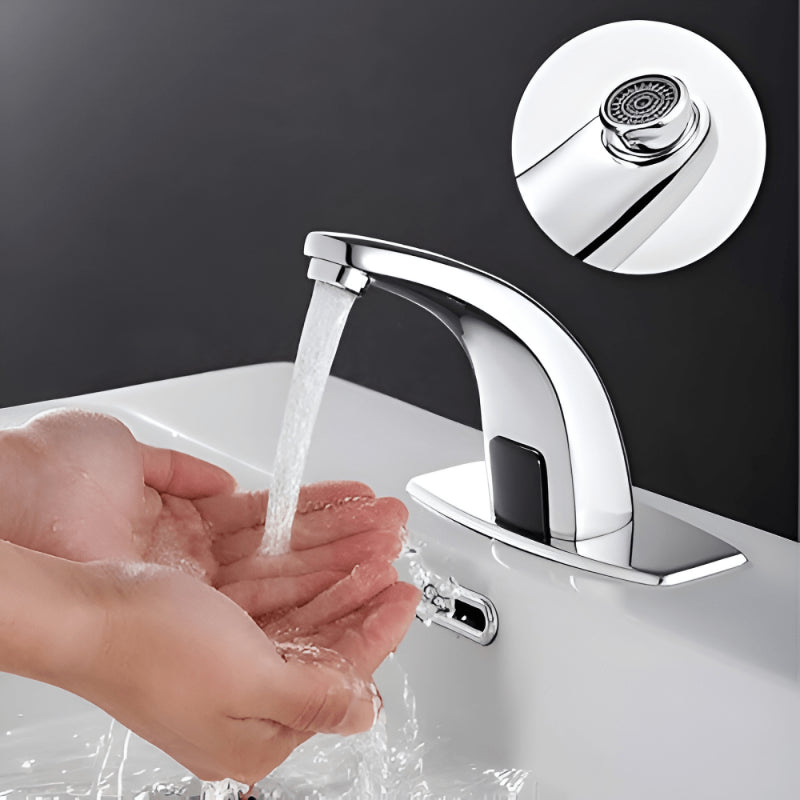 automatic sensor bathroom basin faucet with chrome finish and touchless water operation