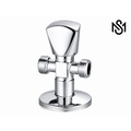 Polished Brass Double Tee Cork Valve with top handle and threaded connections