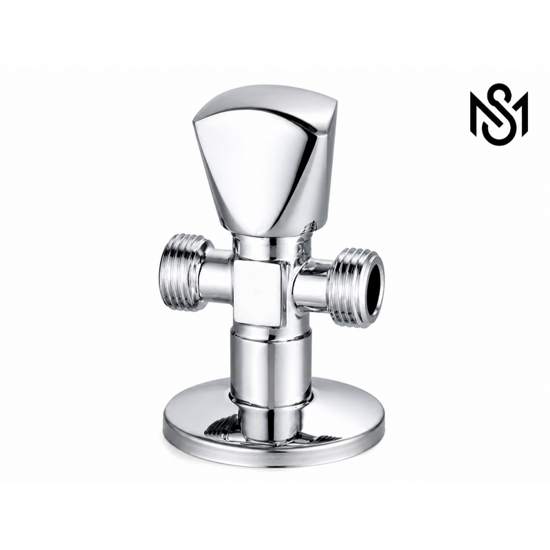 Polished Brass Double Tee Cork Valve with top handle and threaded connections