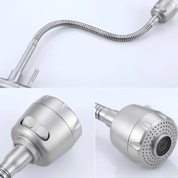 Stainless steel single line two gear 360 degree wall mounted vertical faucet