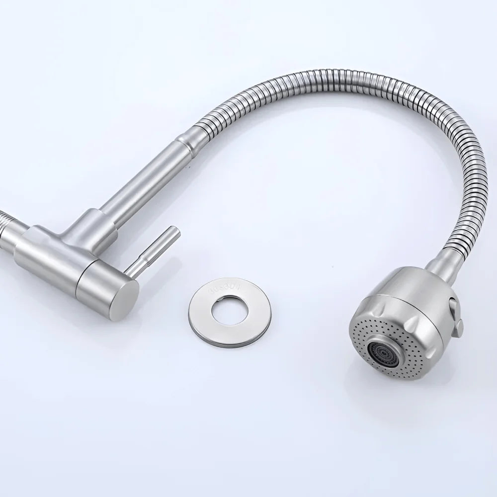 Stainless steel single line two gear 360 degree wall mounted vertical faucet