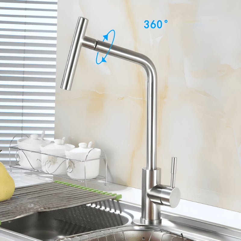 Modern stainless steel high arc kitchen sink faucet with side handle