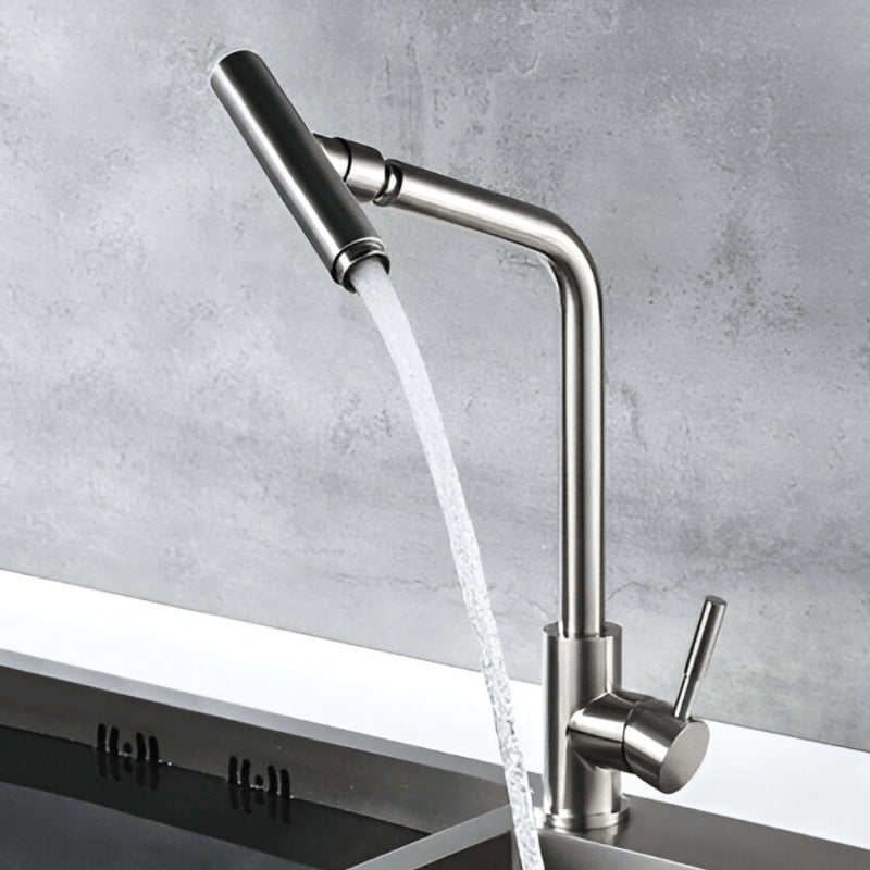 Modern stainless steel high arc kitchen sink faucet with side handle