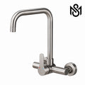 wall mounted Kitchen Sink Mixer with single lever and stainless silver finish
