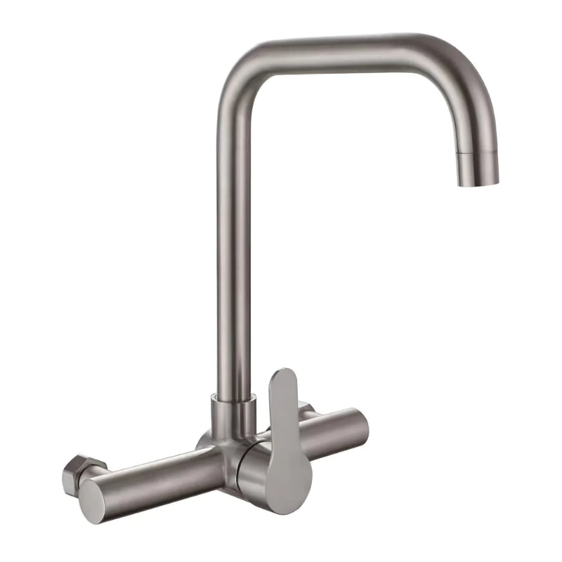 wall mounted Kitchen Sink Mixer with single lever and stainless silver finish