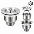 Stainless steel kitchen sink drain waste with removable strainer basket and stopper