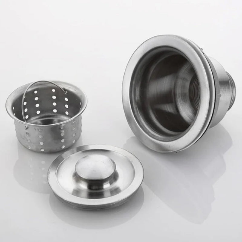 Stainless steel kitchen sink drain waste with removable strainer basket and stopper