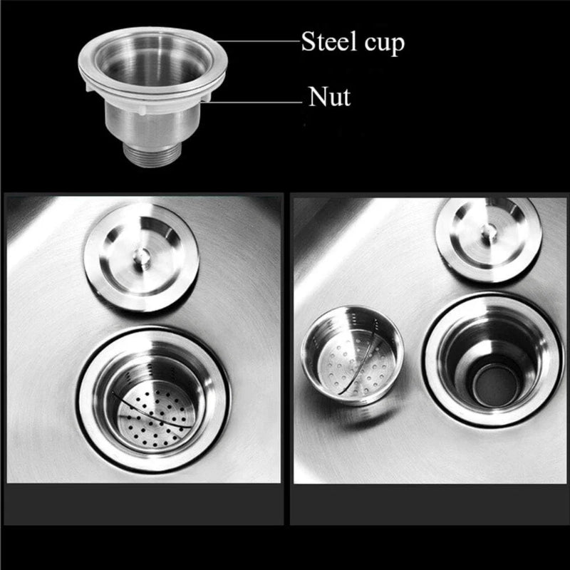Stainless steel kitchen sink drain waste with removable strainer basket and stopper