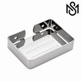 Stainless steel wall-mounted soap dish with drainage slots for modern bathroom use