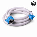 flexible washing machine inlet water hose with blue connector fittings