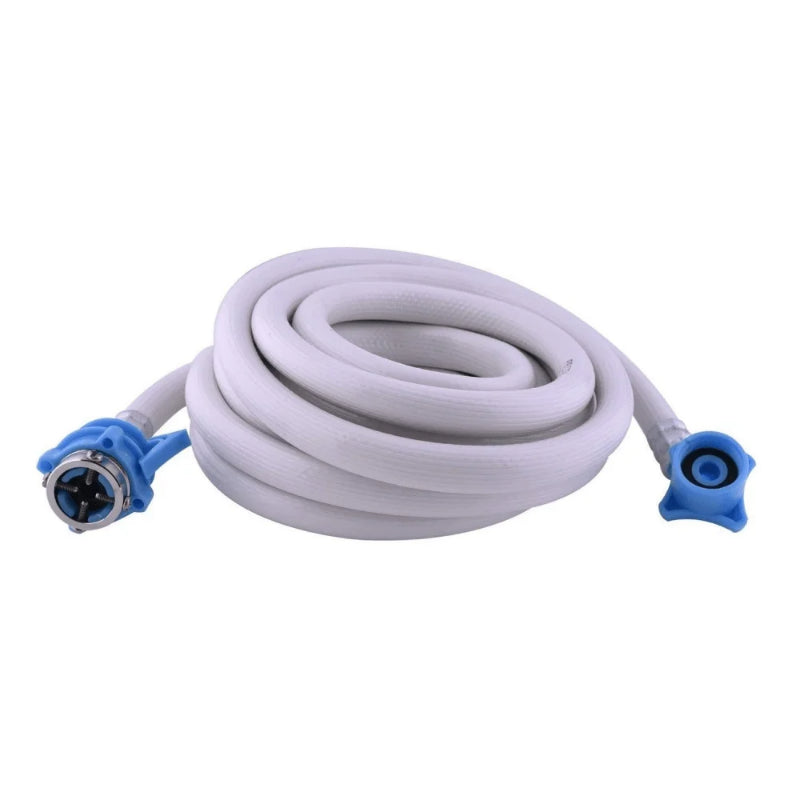 flexible washing machine inlet water hose with blue connector fittings