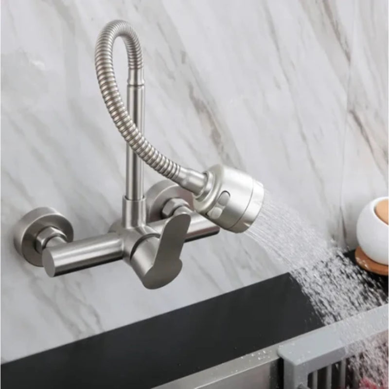 Kitchen Sink Mixer | 360° Movable Shower Neck | Wall Mounted | Pure SUS 304