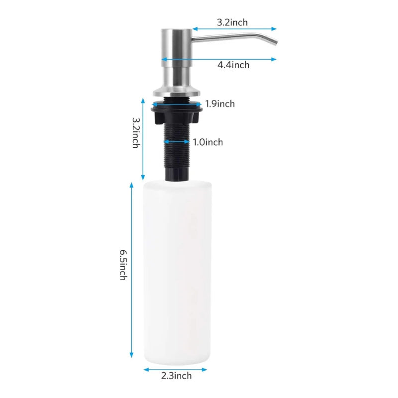 Polished  countertop liquid soap dispenser pump with long spout for bathroom and kitchen sink